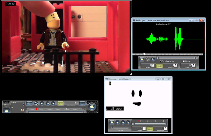 The Lip Sync Pro movie in the Stop Motion Pro rotoscope.  Note the audio file is also used.